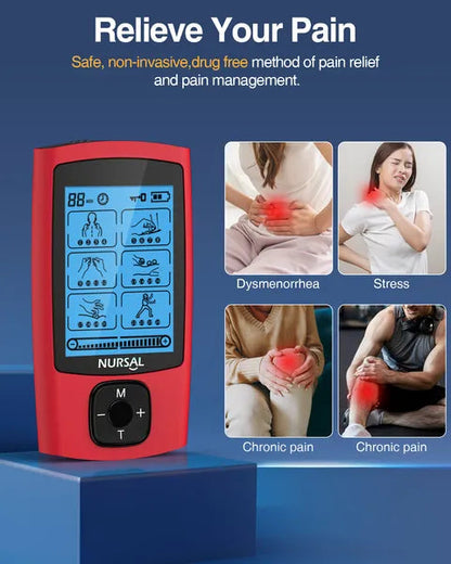 24 Modes TENS Unit Muscle Stimulator, Red Color, Rechargeable Electronic…