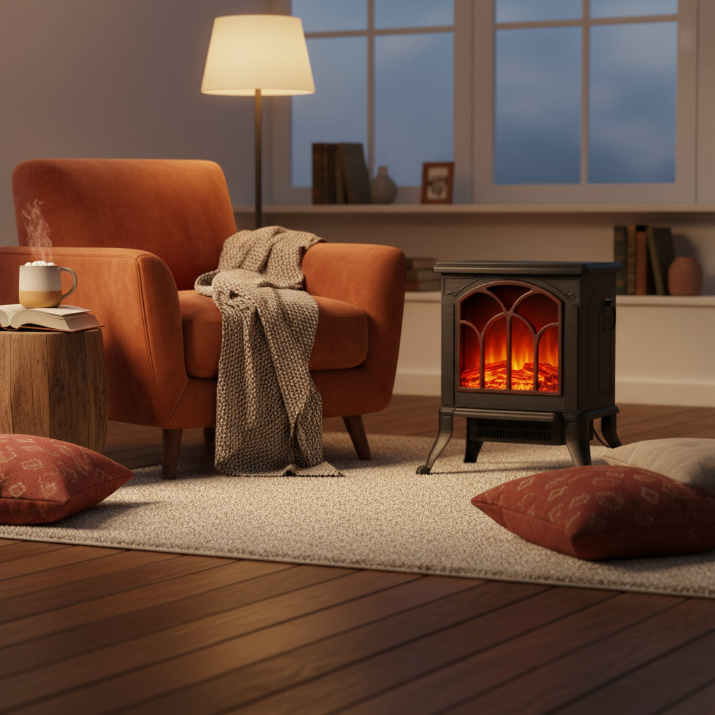 1500W Electric Fireplace Indoor Heater – Realistic LED Flame & Portable Space Heating | SKU: S1148