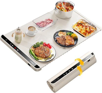 Electric Food Warming Mat – Foldable Heated Warming Tray with Adjustable Temperature & Fast Heating