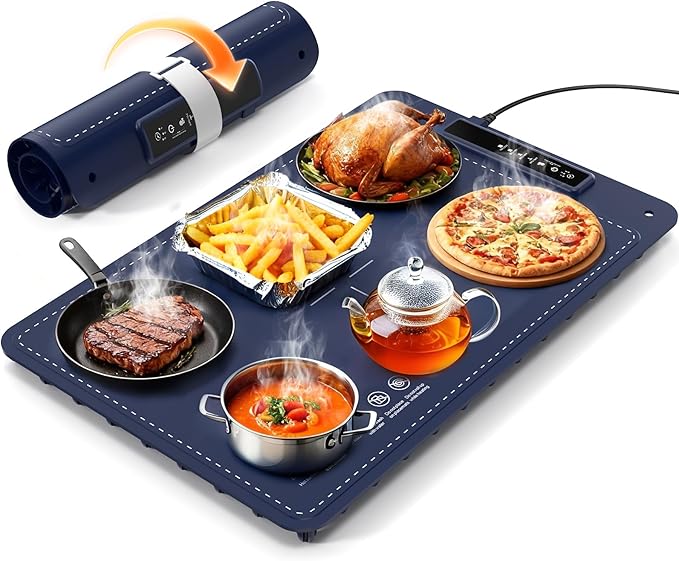 Electric Food Warming Mat – Foldable Heated Warming Tray with Adjustable Temperature & Fast Heating