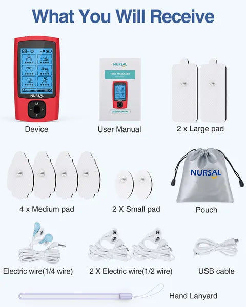 24 Modes TENS Unit Muscle Stimulator, Red Color, Rechargeable Electronic…
