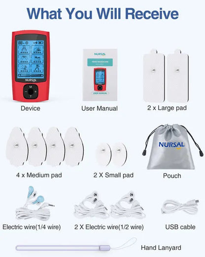 24 Modes TENS Unit Muscle Stimulator, Red Color, Rechargeable Electronic…