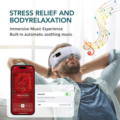 Smart Eye Massager With Vibration,Heat,Airbag Compression & Bluetooth Music