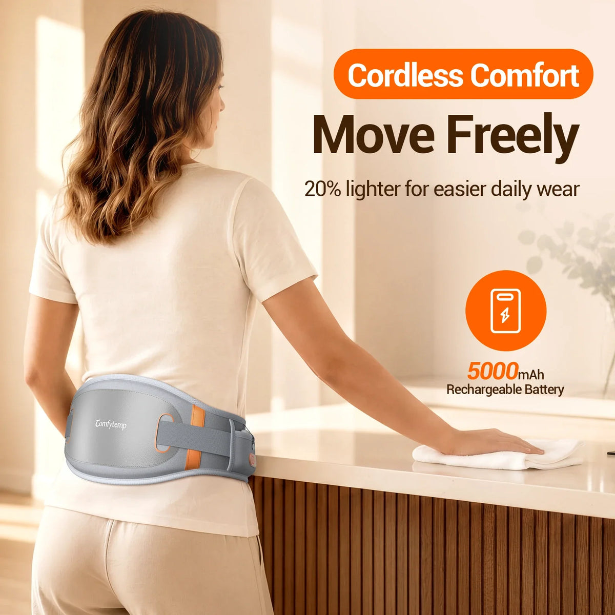 Cordless Heating Pad for Lower Back with Massager FSA Eligible