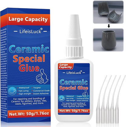 LifeisLuck 50 g Ceramic Glue – Clear Waterproof Porcelain and Pottery Repair Adhesive