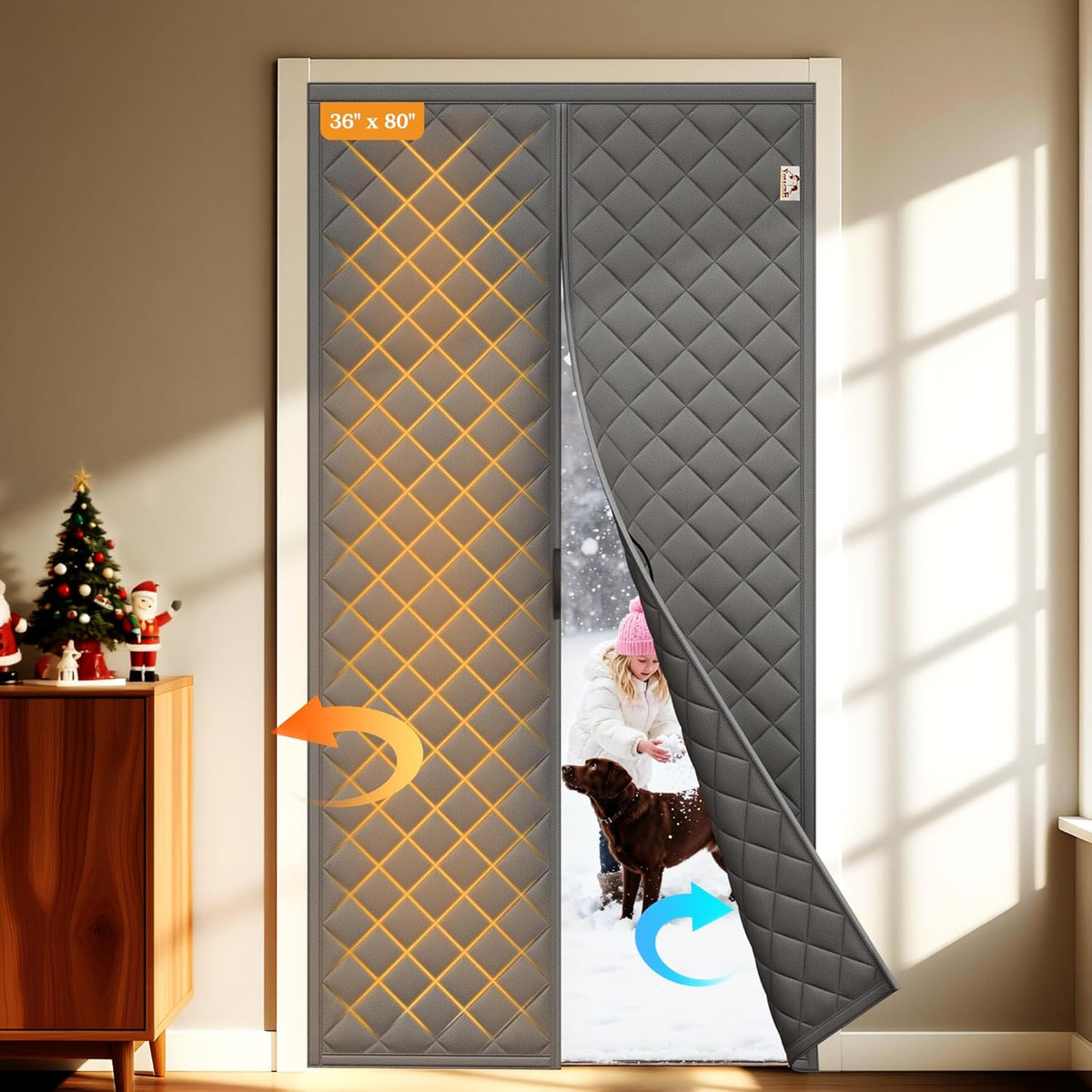 Magnetic Thermal Insulated Door Curtain Soundproof Winter Door Blanket