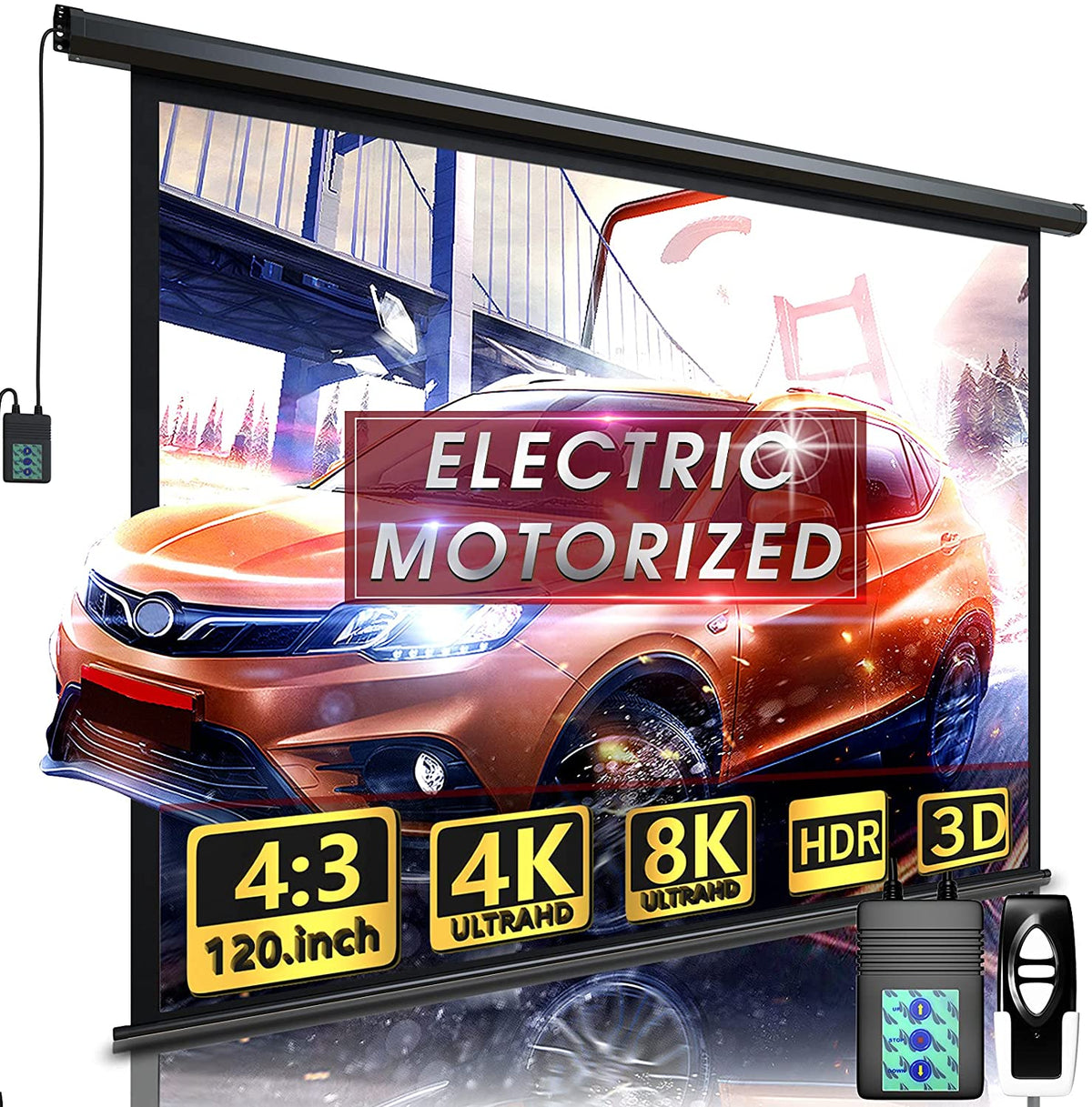 New 120" Motorized Projector Screen – Indoor & Outdoor | 599110
