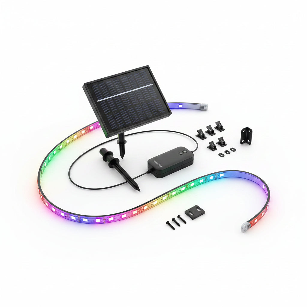 Solar LED Strip Lights | RGB + Warm White, Outdoor Waterproof – 32.8 & 65.6 FT