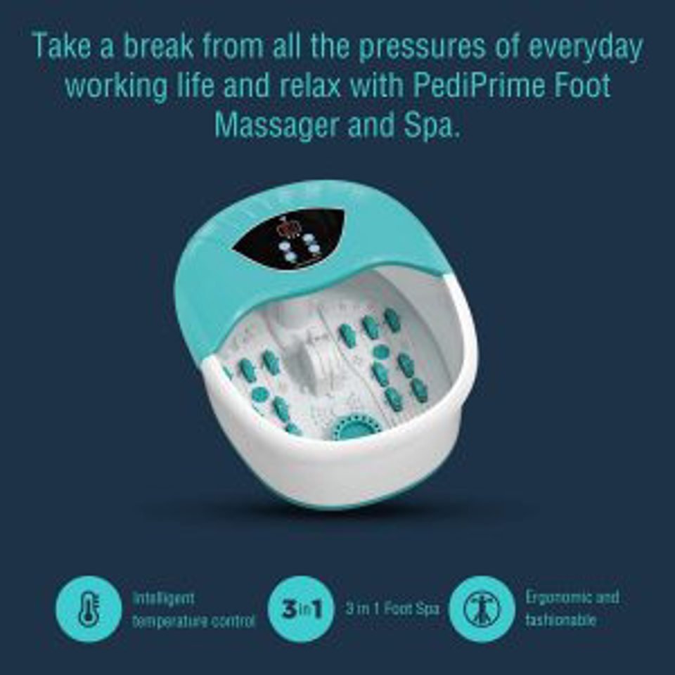 New 5-in-1 Foot Spa and Bath Massager with Heat – Stress Relief, Bubbles, Vibration, and Massage Rollers | Model 1224FS