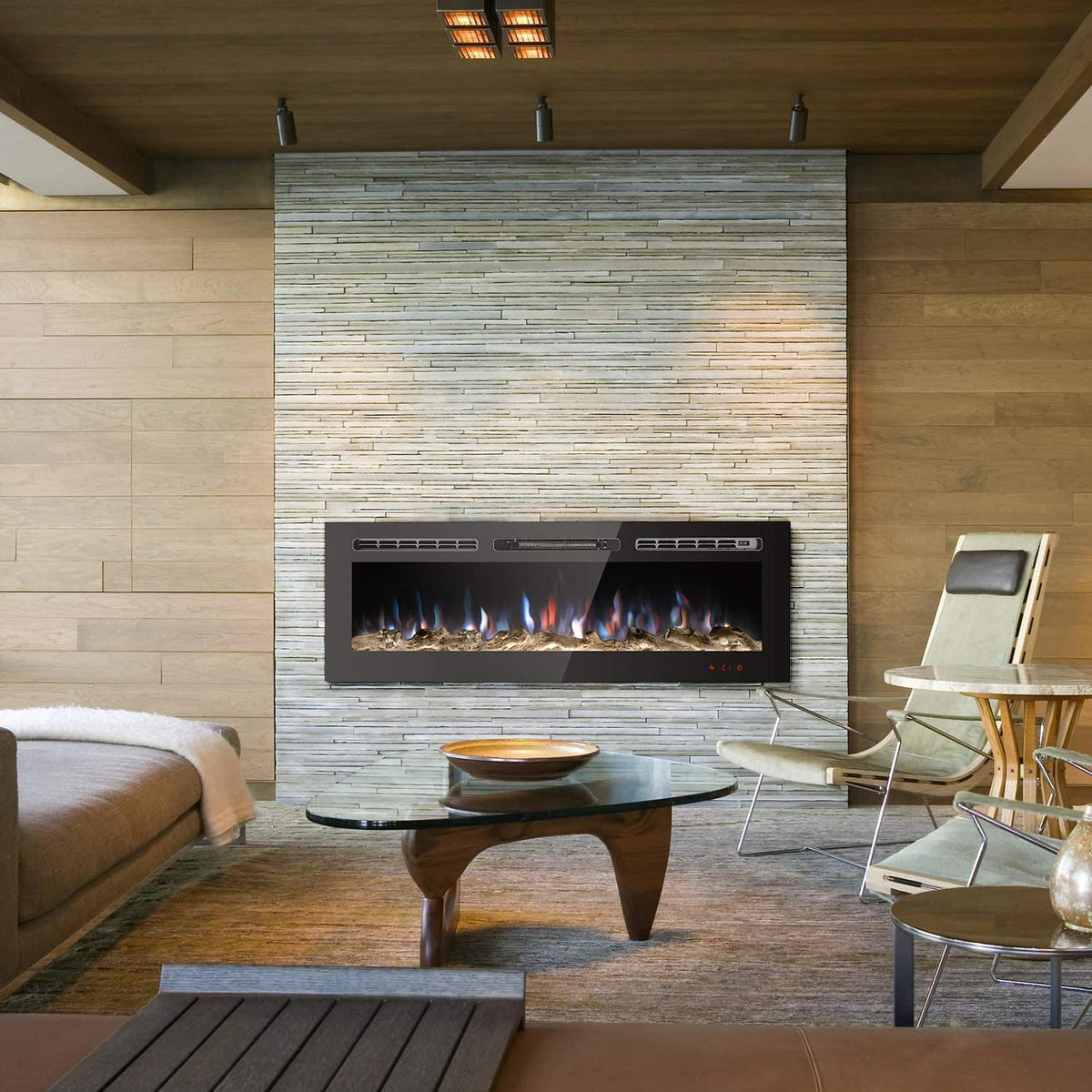 50" Recessed Electric Fireplace – 1500W LED Wall-Mounted Heater with Remote & Custom Flame | SKU: IF1350TC