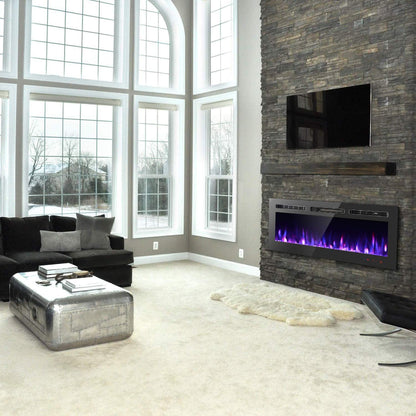 50" Recessed Electric Fireplace – 1500W LED Wall-Mounted Heater with Remote & Custom Flame | SKU: IF1350TC