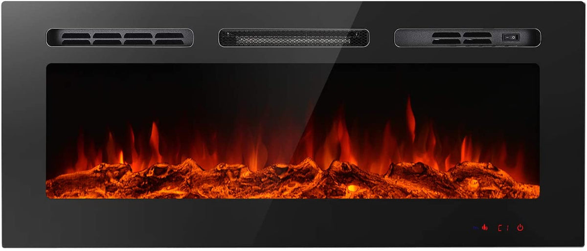 50" Recessed Electric Fireplace – 1500W LED Wall-Mounted Heater with Remote & Custom Flame | SKU: IF1350TC
