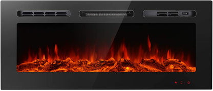 50" Recessed Electric Fireplace – 1500W LED Wall-Mounted Heater with Remote & Custom Flame | SKU: IF1350TC