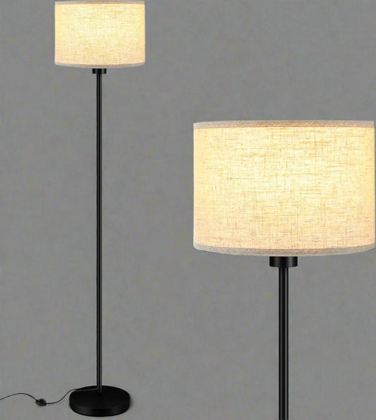 60” LED Floor Lamp – Modern Standing Lamp with Beige Shade for Living Room & Bedroom (12W, 2700K Warm White) 3388411