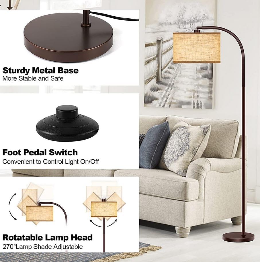 Beige LED Floor Lamp – 3-Color Eye-Friendly Light, Minimalist Bedroom/Living Room Design (250330)