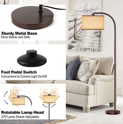 Beige LED Floor Lamp – 3-Color Eye-Friendly Light, Minimalist Bedroom/Living Room Design (250330)