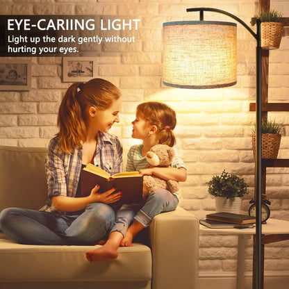 Beige LED Floor Lamp – 3-Color Eye-Friendly Light, Minimalist Bedroom/Living Room Design (250330)