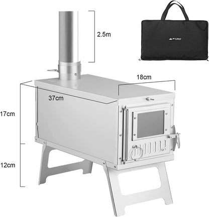 New Portable Stainless Steel Wood Burning Tent Stove – Camp & Outdoor Use – 112391