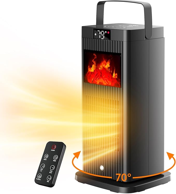 Portable Space Heater with Flame Effect Oscillating PTC Ceramic Heater