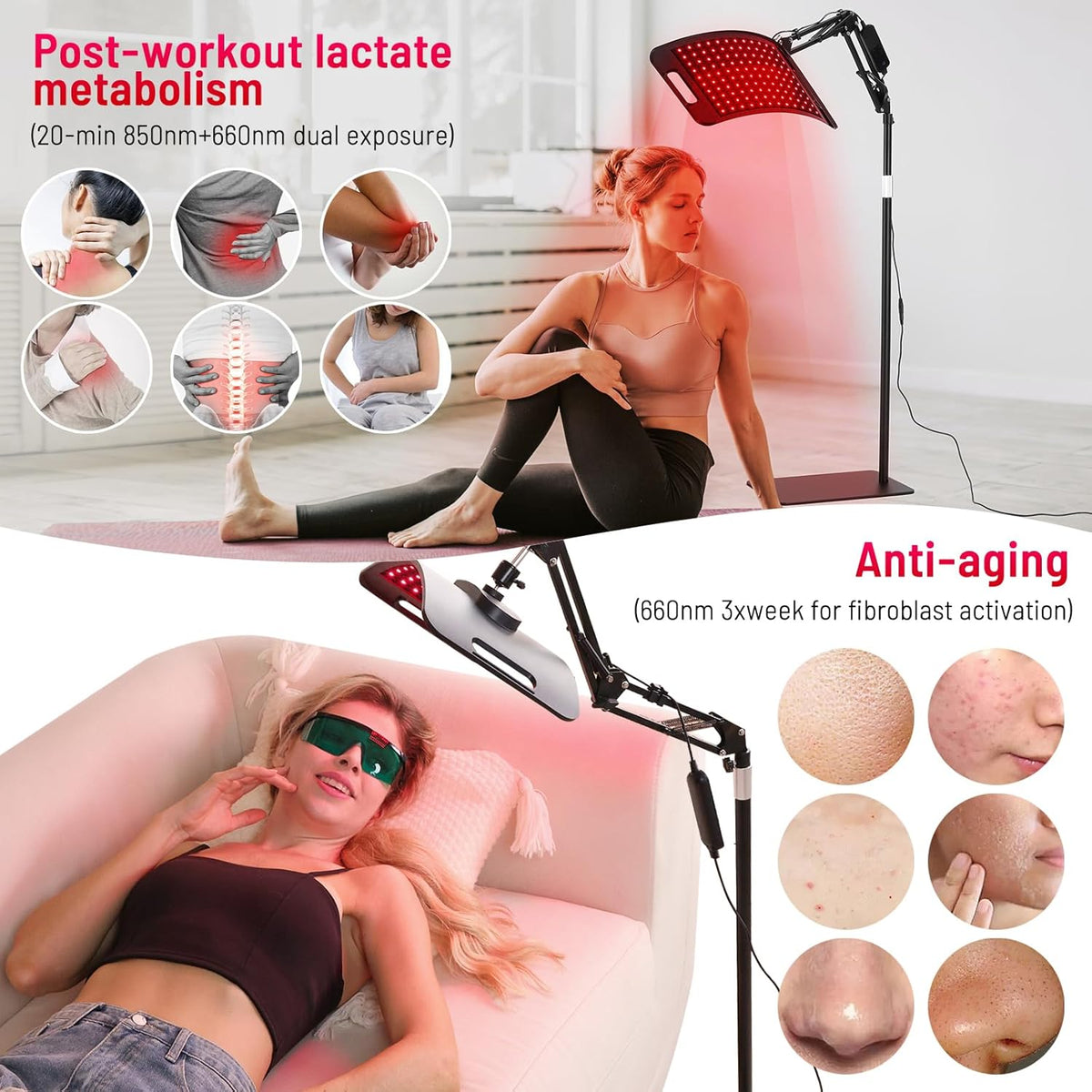 Red Light Therapy Panel 660nm Near Infrared LED Face Body Recovery Light RLT660