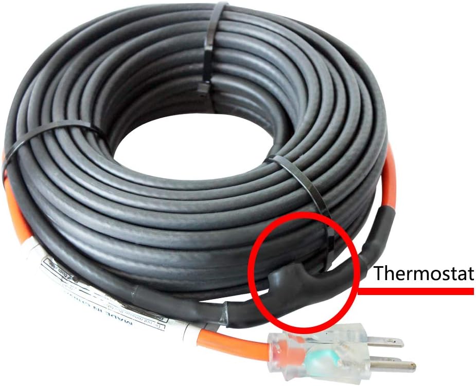 Self-Regulating Pipe Heating Cable with Thermostat – 60 FT & 100 FT Heat Tape, 120V