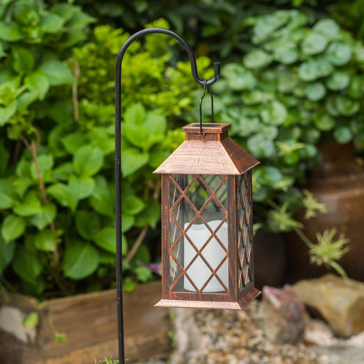 Solar Garden LED Flameless Candle Lantern – Outdoor Warm White Flickering Light