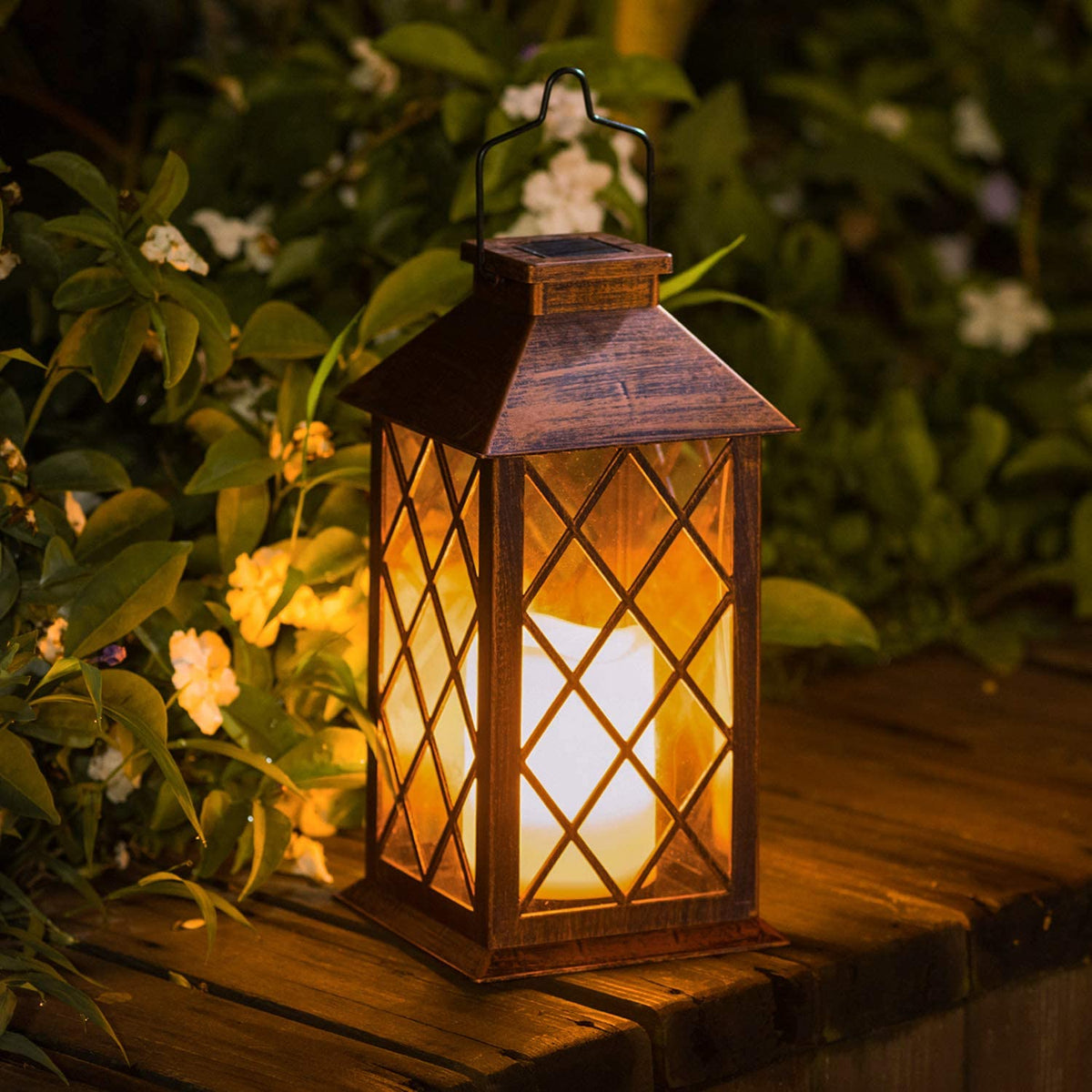 Solar Garden LED Flameless Candle Lantern – Outdoor Warm White Flickering Light