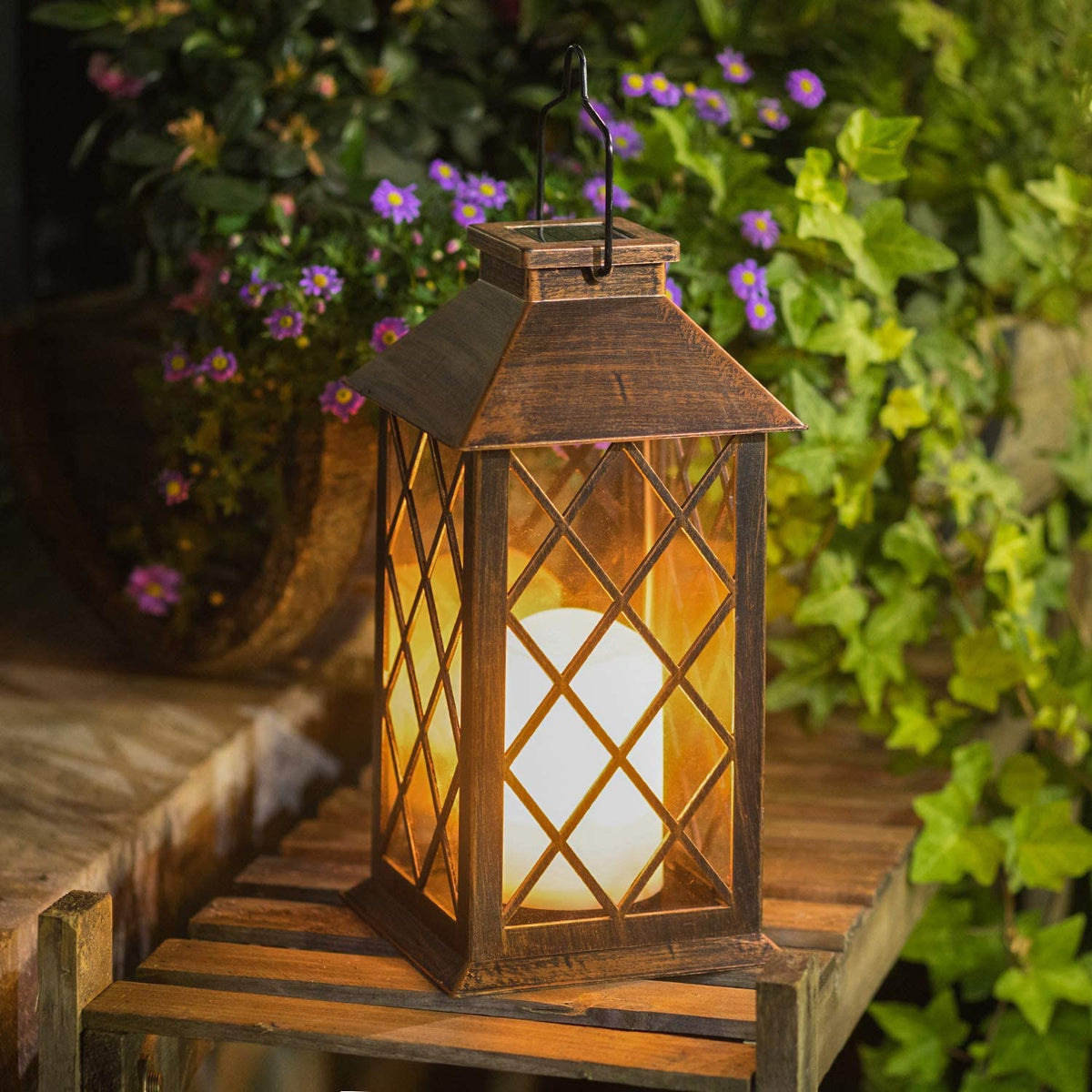 Solar Garden LED Flameless Candle Lantern – Outdoor Warm White Flickering Light