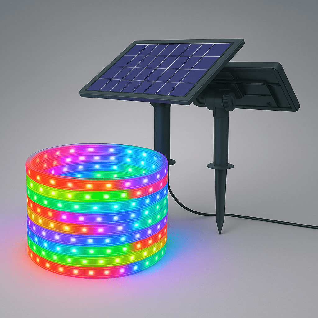 Solar LED Strip Lights | RGB + Warm White, Outdoor Waterproof – 32.8 & 65.6 FT