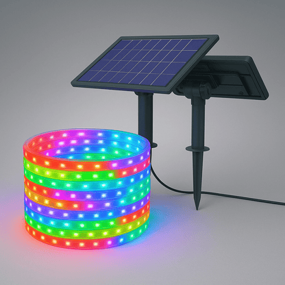Solar LED Strip Lights | RGB + Warm White, Outdoor Waterproof – 32.8 & 65.6 FT