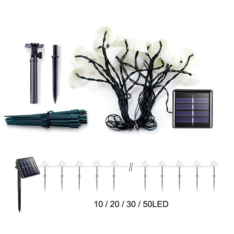 Solar Mushroom String Lights 20 LED Warm White Garden Pathway Lights 8 Modes MFSLC42W