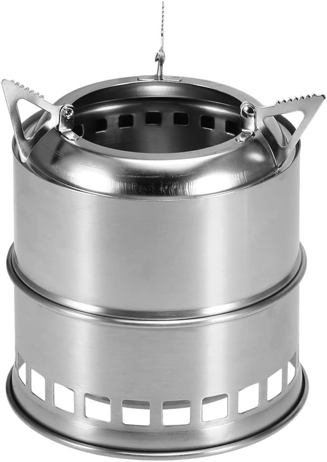 Stainless Steel Wood-Burning Camping Stove – Portable Outdoor Cooking & Heating S1316