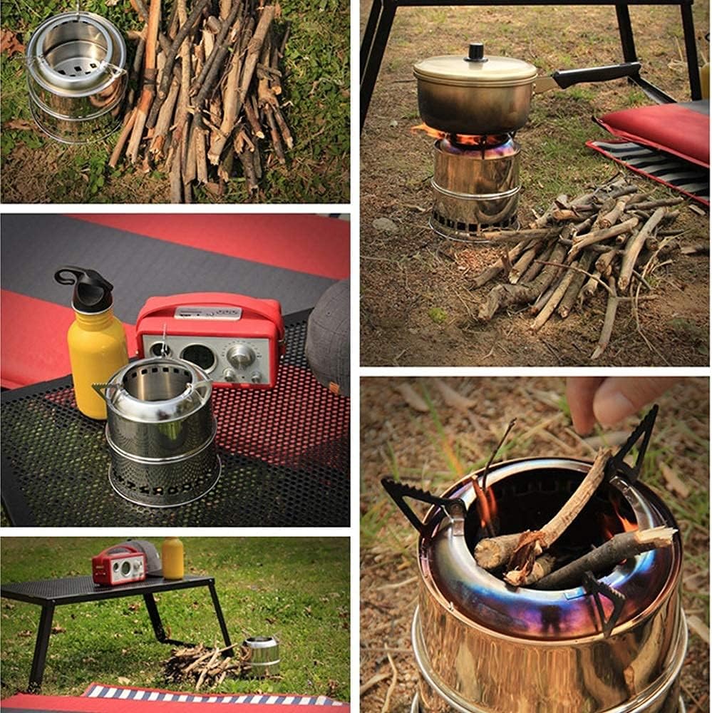 Stainless Steel Wood-Burning Camping Stove – Portable Outdoor Cooking & Heating S1316