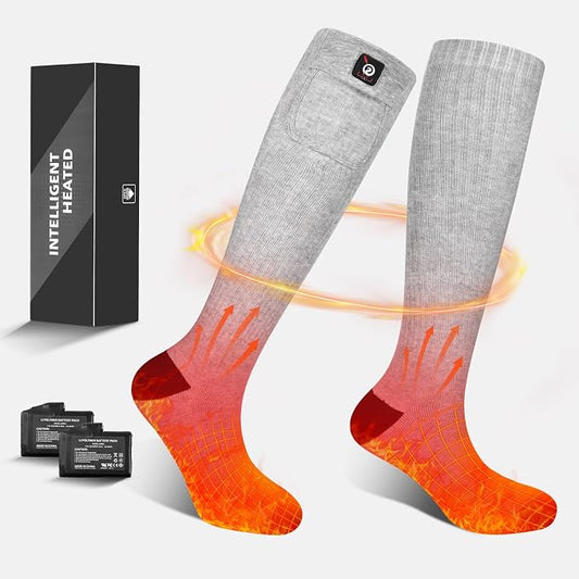 Sun Will Electric Heated Socks – Rechargeable 7.4V Battery Foot Warmers with 3 Heat Settings