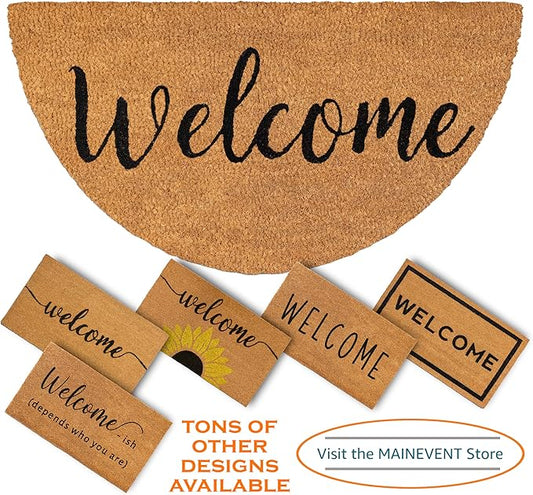 Welcome Front Door Mat assorted size – Natural Coir Outdoor Doormat with Non-Slip PVC Backing